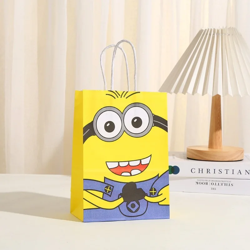 20pcs Despicable Me Minions birthday festival party paper gift bags kawaii gift packaging bags large capacity handbags wholesale view 4