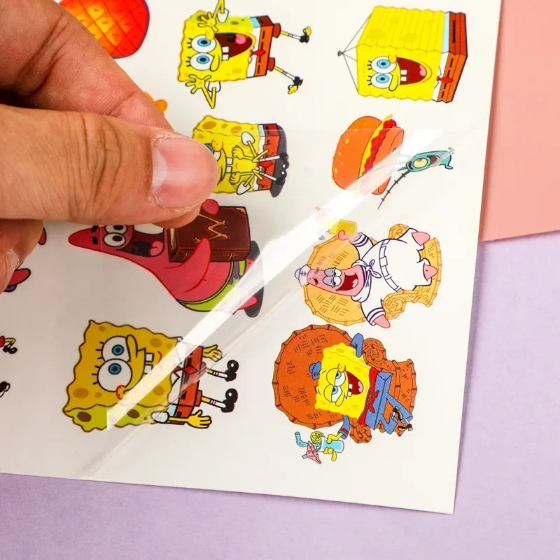 SpongeBob SquarePantsed Tattoo Stickers Kids Anime Cartoon Water Transfer Sticker Cute Gifts Children Birthday Party Decoration