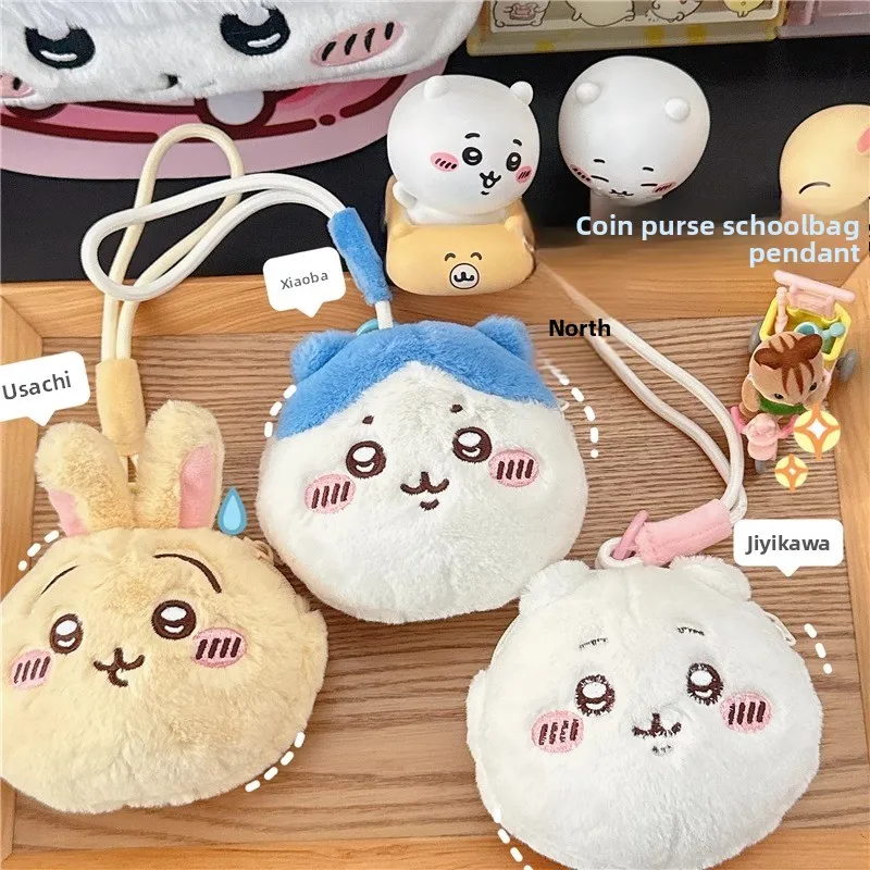 Bolsa de Moedas de Pelúcia de Desenho Animado Jiyi, Bolsa para Fone de Ouvido Hachiware Usagi, Pingente de Bolsa, Pequena Bolsa de Armazenamento de Desenho Animado de Alto Valor, Presente para Amigo