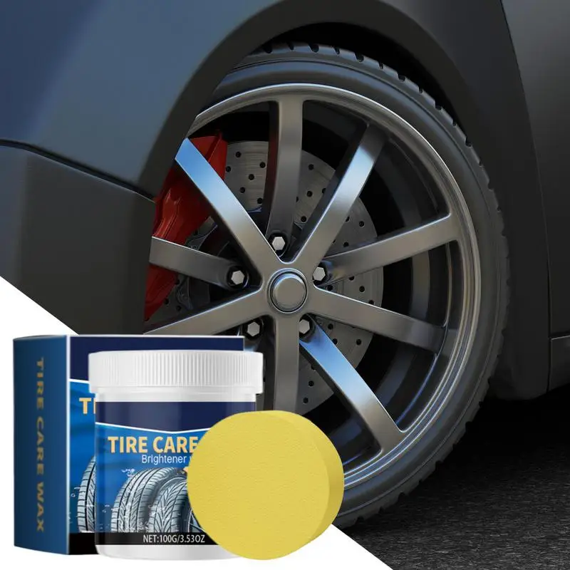 Tyre Dressing Paste 100g Car Tire Dressing Polish Wax For Cleaning Tyre Stain Remover Sponge Included For Car Tire High Gloss