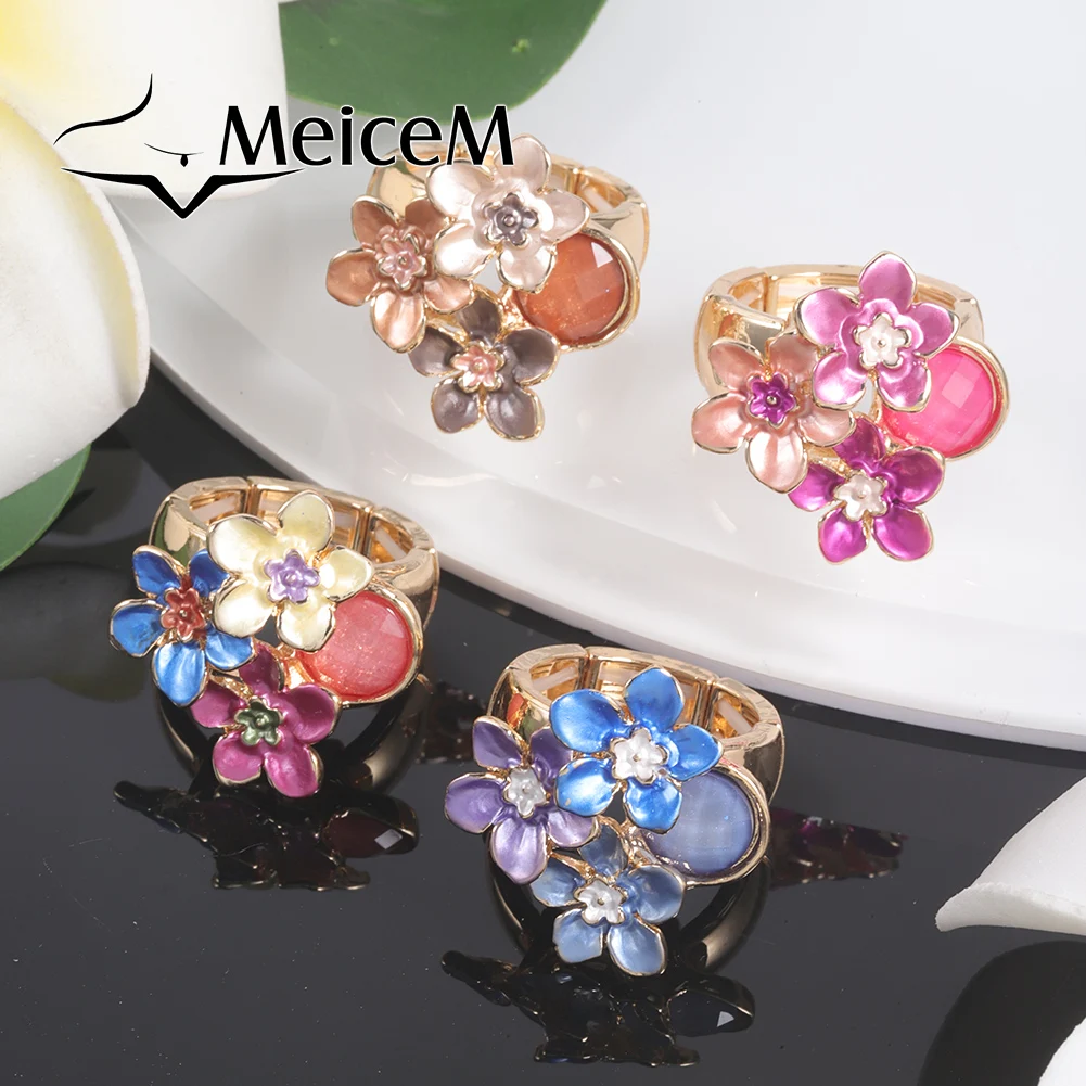 

New in Rings Flower Blue Jewelry Adjustable Aesthetic Summer Fashion Gift Unique Enamel Women Free Shipping Rings for Women 2023