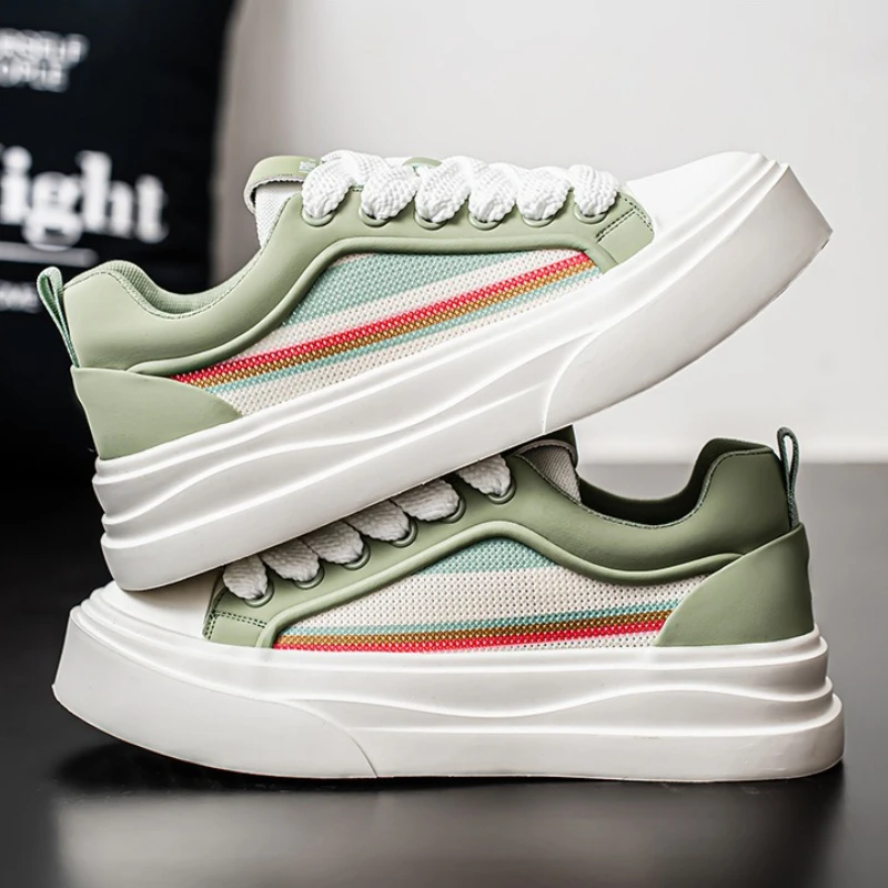 

Men's Sports Shoes Trendy Lace-up Sneakers Platform Comfortable Vulcanized Shoes for Men Breathable Mesh Shoes Tenis Masculino