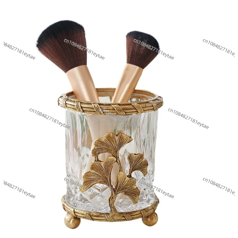 

Европейский винтажный подсвечник из латуни и хрустального стекла, органайзер для кистей для макияжа, подставка для ручек, элитный держатель для зубных щеток в ванную комнату