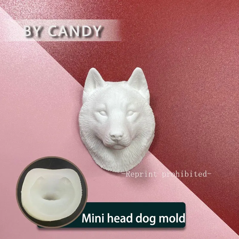 Husky Dog Head Silicone Mold Sled Dog Avatar Gypsum Fondant Clay Candle Mold DIY Pet Dog Refrigerator Magnet Material
