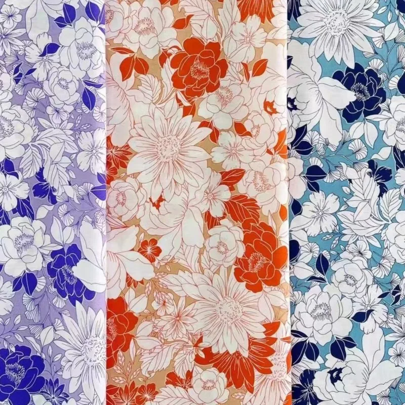 

spring /summer fabric 45s artificial cotton printed cotton silk floral fabric, printed fabric, dress pants clothing fabric