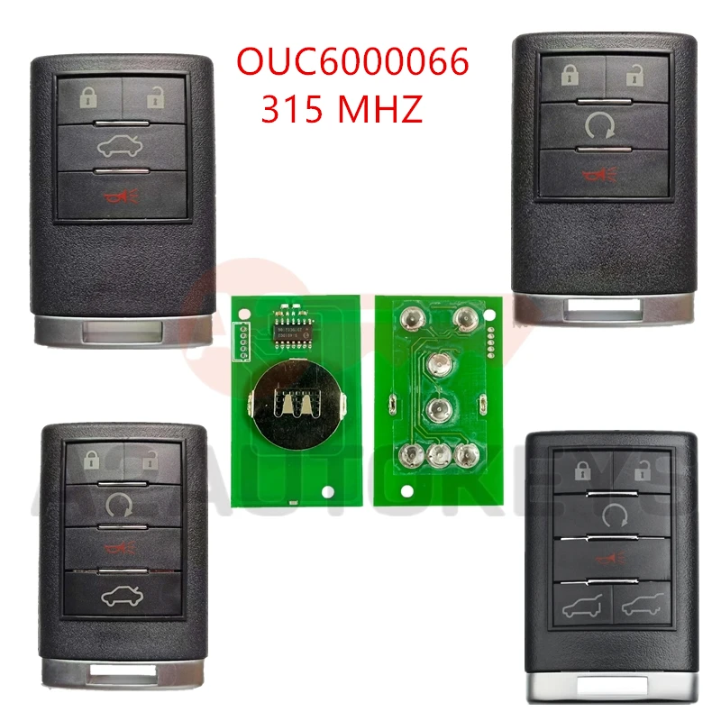 

A2AUTOKEYS OUC6000066 315MHZ 4/5/6 Buttons Car Auto Remote Smart Key For Cadillac Escalade ESV EXT 2007-2014 CTS DTS Keyless Key