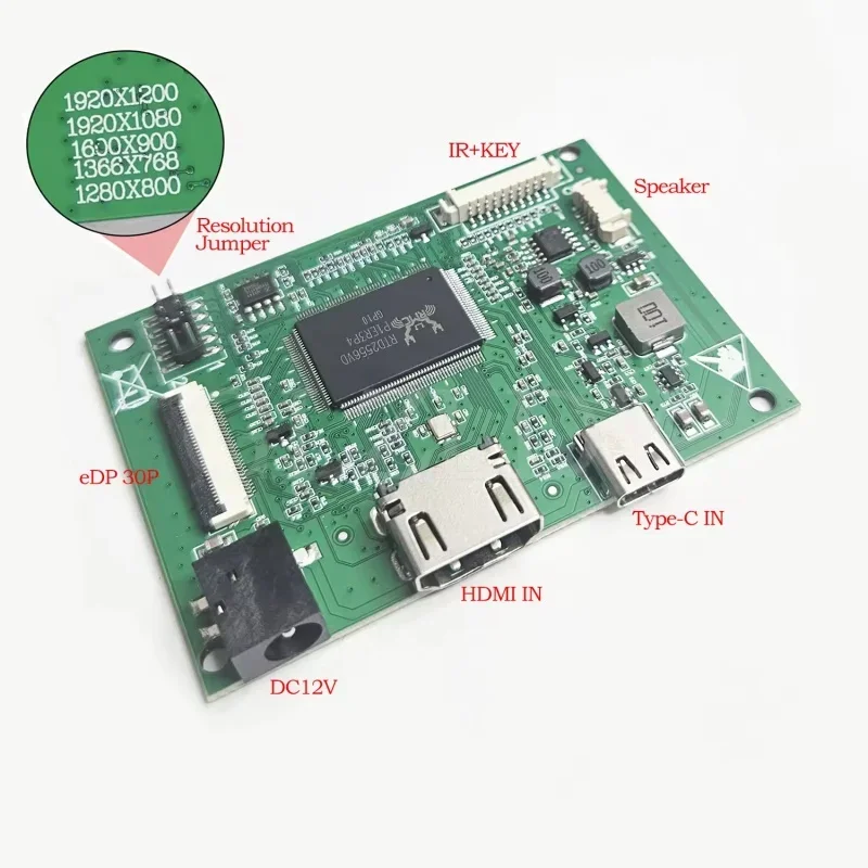 Universal HDMI&Type-C To EDP Driver Board EDP 30P 60Hz LCD Controller Board Portable Laptop Display DIP 1920*1080 1366*768