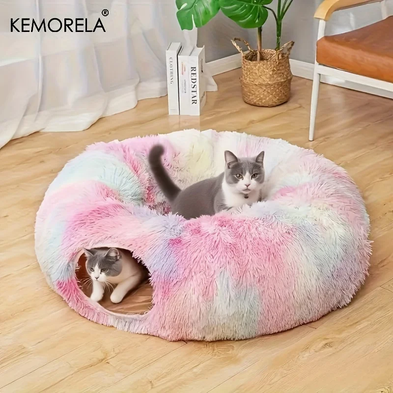 Comfortable And Soft Cat Tunnel Bed  Warm Foldable And Detachable With A Cushion Multi Functional And Connectable Cat Passage
