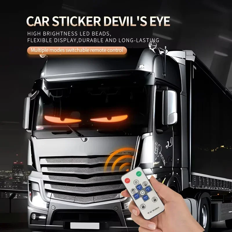 Remote Control Truck Windshield Devil Eye Colorful Lamp Animation Soft Screen LED Matrix Pixel Panel Foldable Lighting For Car