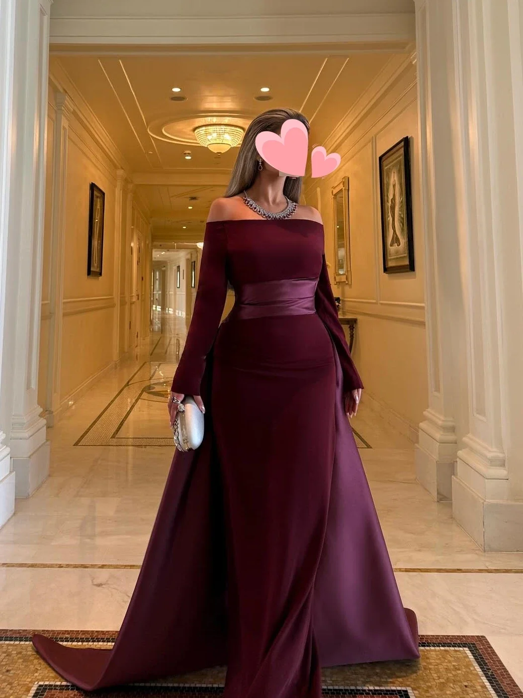 Oisslec فساتين حفلة موسيقية أنيقة خمر الحلو مثير الأحمر الساتان قارب الرقبة أزياء مناسبة رسمية حفلة موسيقية اللباس مساء حزب أثواب #6
