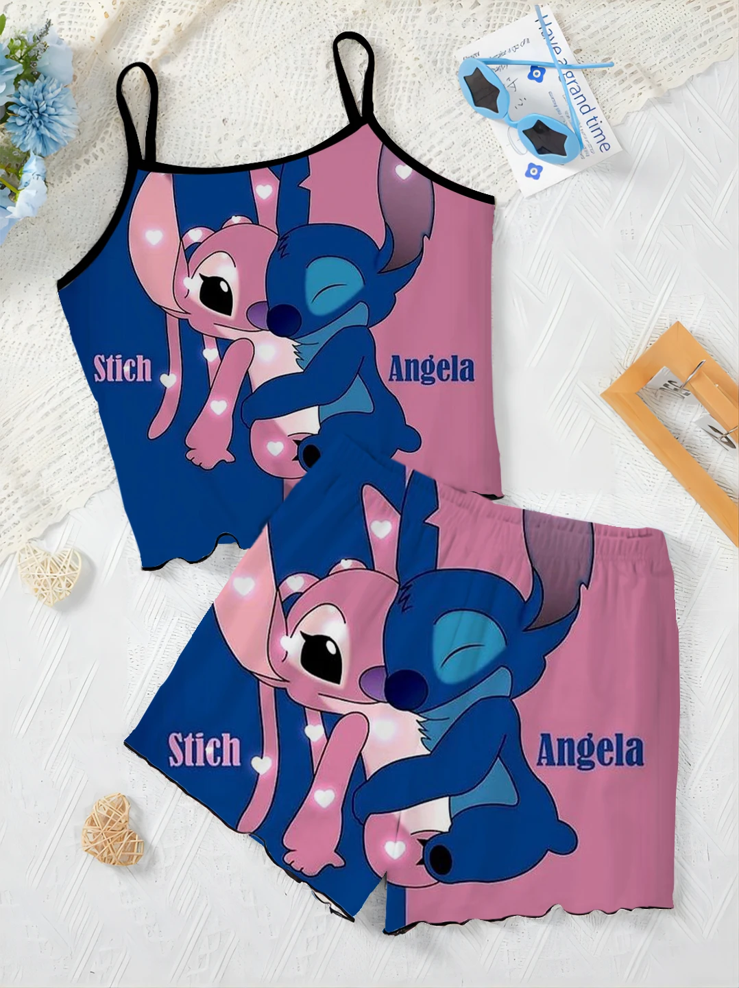 

Ladies' Disney Official Website 2-piece Camisole Top for Formal Occasions, Stitch Summer 2024 New Casual Shorts 2-piece Set