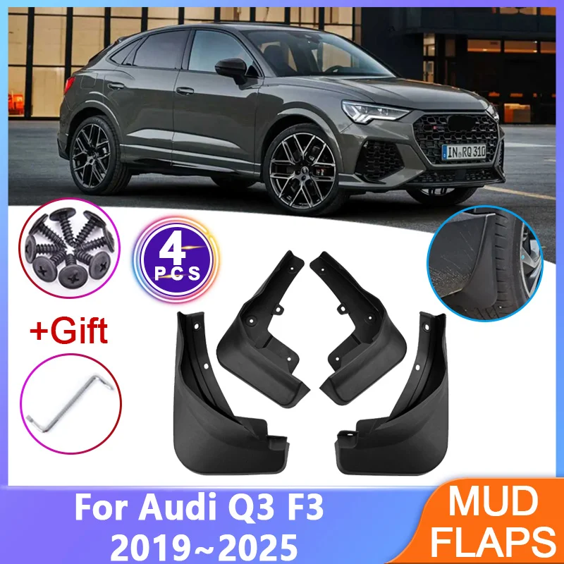 4PCS For Audi Q3 Sportback F3 2019~2025 Anti-splash Fender Mud Flap Guard Front Rear Mudguard Mudflaps Auto Tools Accessories