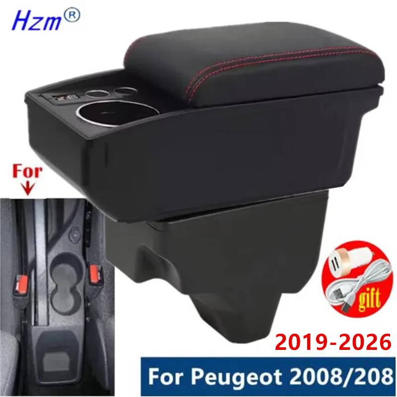 Armlehnenbox für Peugeot 2008, Armlehnen-Aufbewahrungsbox für Peugeot 208, 2019-2026, spezielles Nachrüstzubehör für den Innenraum