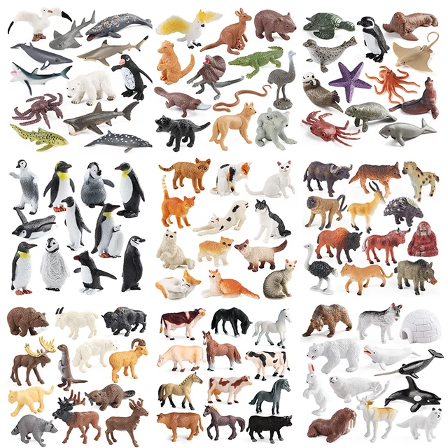 Oenux Montessori zabawka dzika farma dinozaur kot oceaniczny zwierzęta Model figurka Zoo figurki śliczne miniaturowe edukacja prezent dla dzieci