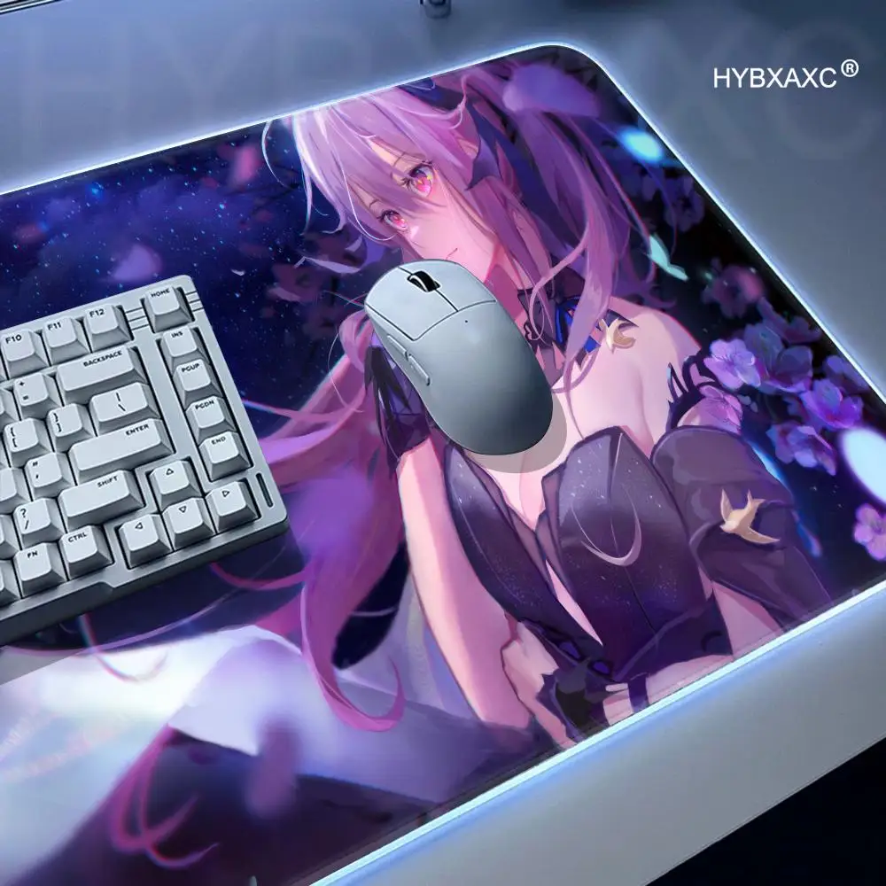 Genshin Impact Keqing Mousepad لوحة ماوس كبيرة للألعاب RGB LockEdge سميكة لوحة مفاتيح الكمبيوتر الجدول حصيرة مكتبية