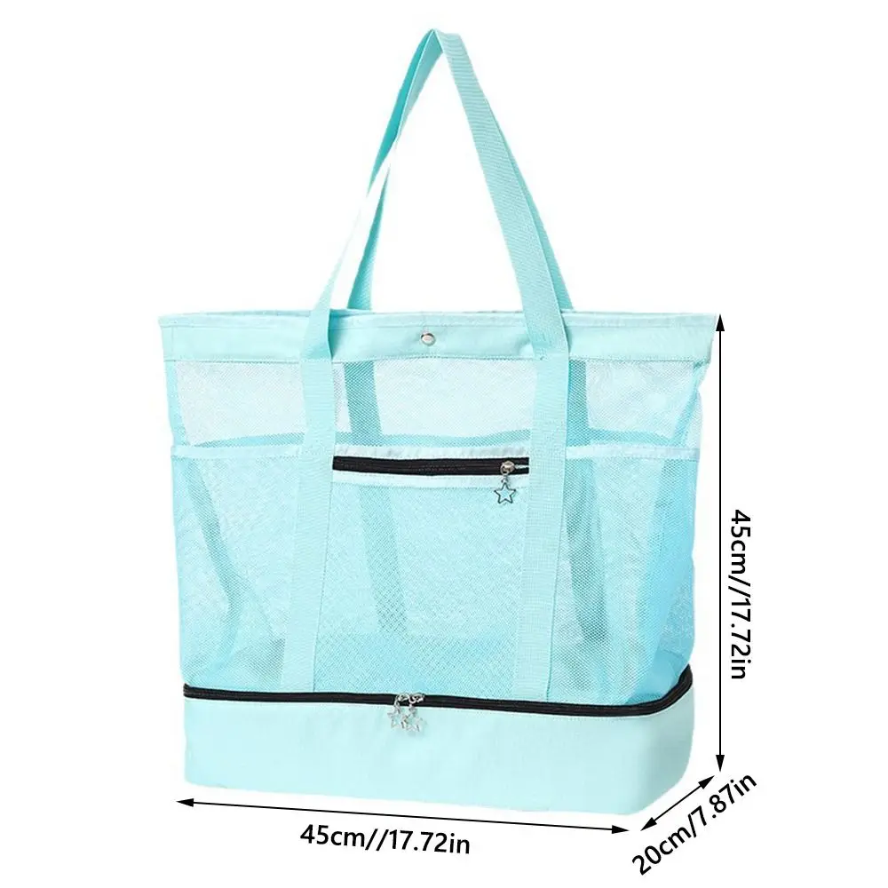 Heat Preservation Picnic Beach Bag Transparent Mesh Foldable Double-layer Swim Storage Double-layer Storage Lightweight