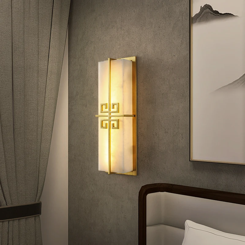 

TEMAR Brass Wall Light LED Modern Luxury Marble Sconces Fixture Indoor Decor for Home Bedroom Living Room Corridor