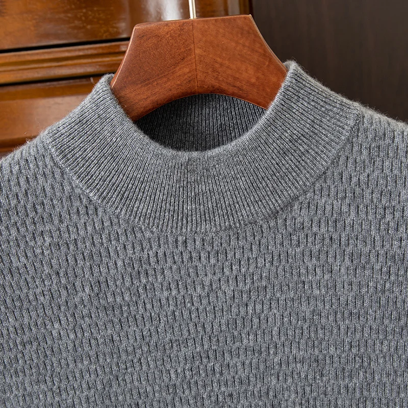 2024 new autumn and winter men's 100% pure cashmere sweater, round neck, fashionable, casual, pullover