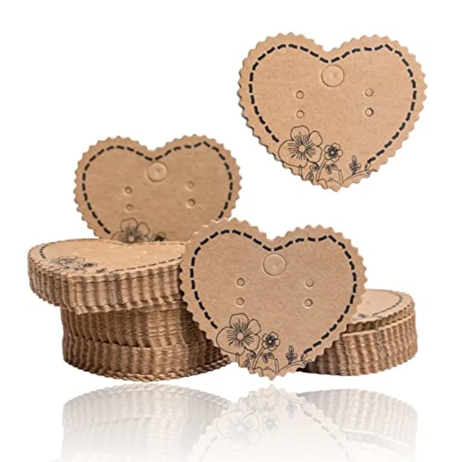 200Pack Heart Shape Earring Display Cards Earring Display Cards Sets Earring Packing Holder Cards Jewelry Packing For Earring J