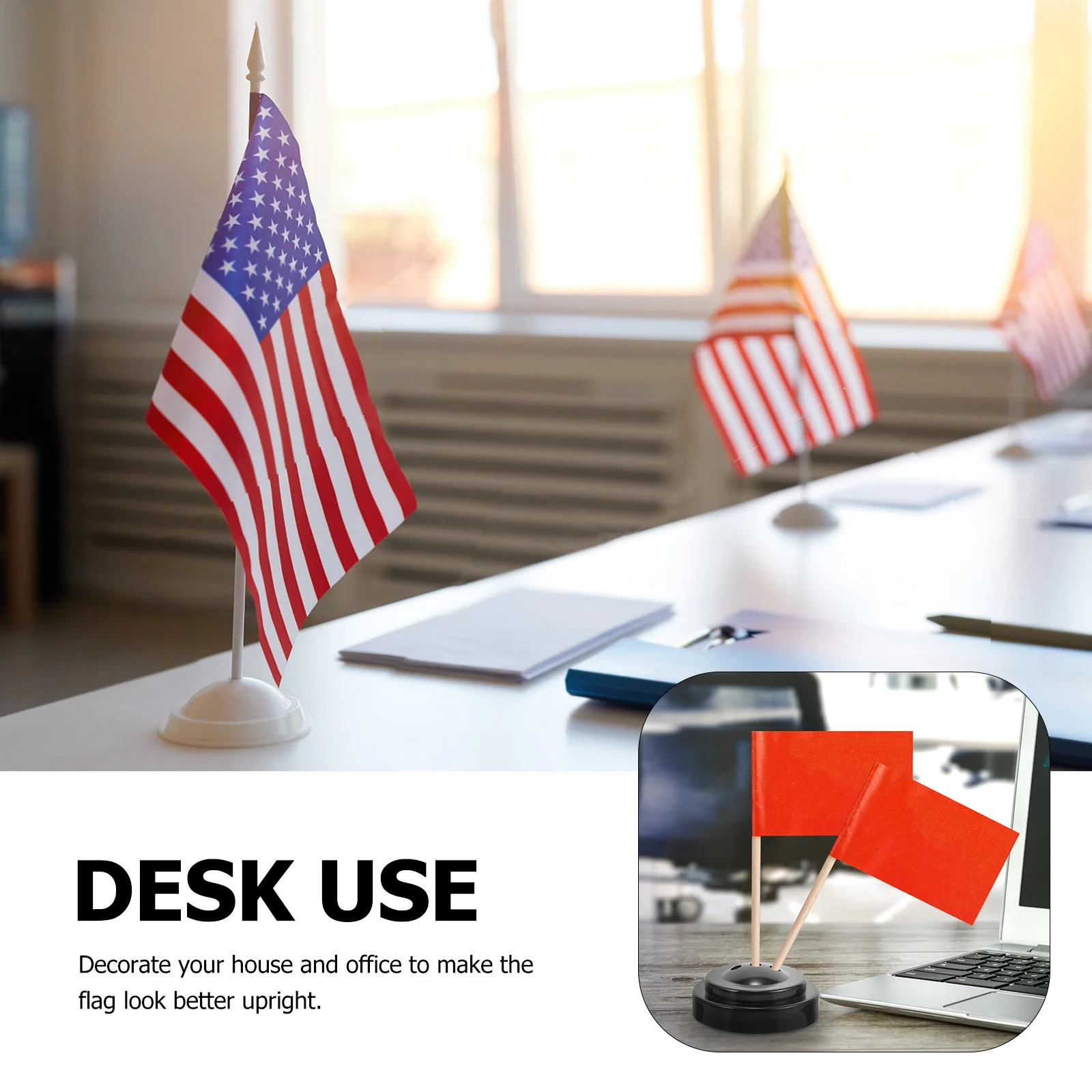 

6Pcs Mini Flag Stand Plastic Flagpole Holder Lightweight Small Flag Base for Home Office Party Pole Stand