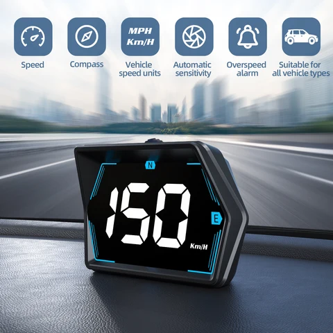 Универсальный дисплей HUD GPS, спидометр, фонарь, дисплей с превышением скорости для всех автомобилей, измеритель скорости км/ч
