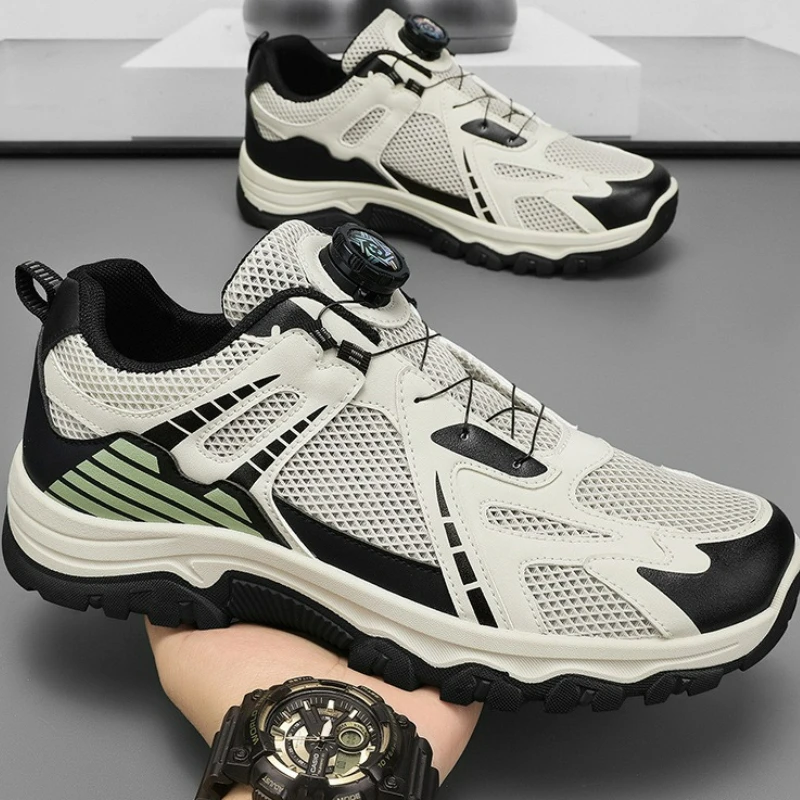 Men's Sneakers Outdoor Running Shoes Korean Rotating Buckle Male Casual Shoes Soft Sole Tennis Shoes Luxury Platform Men Shoe