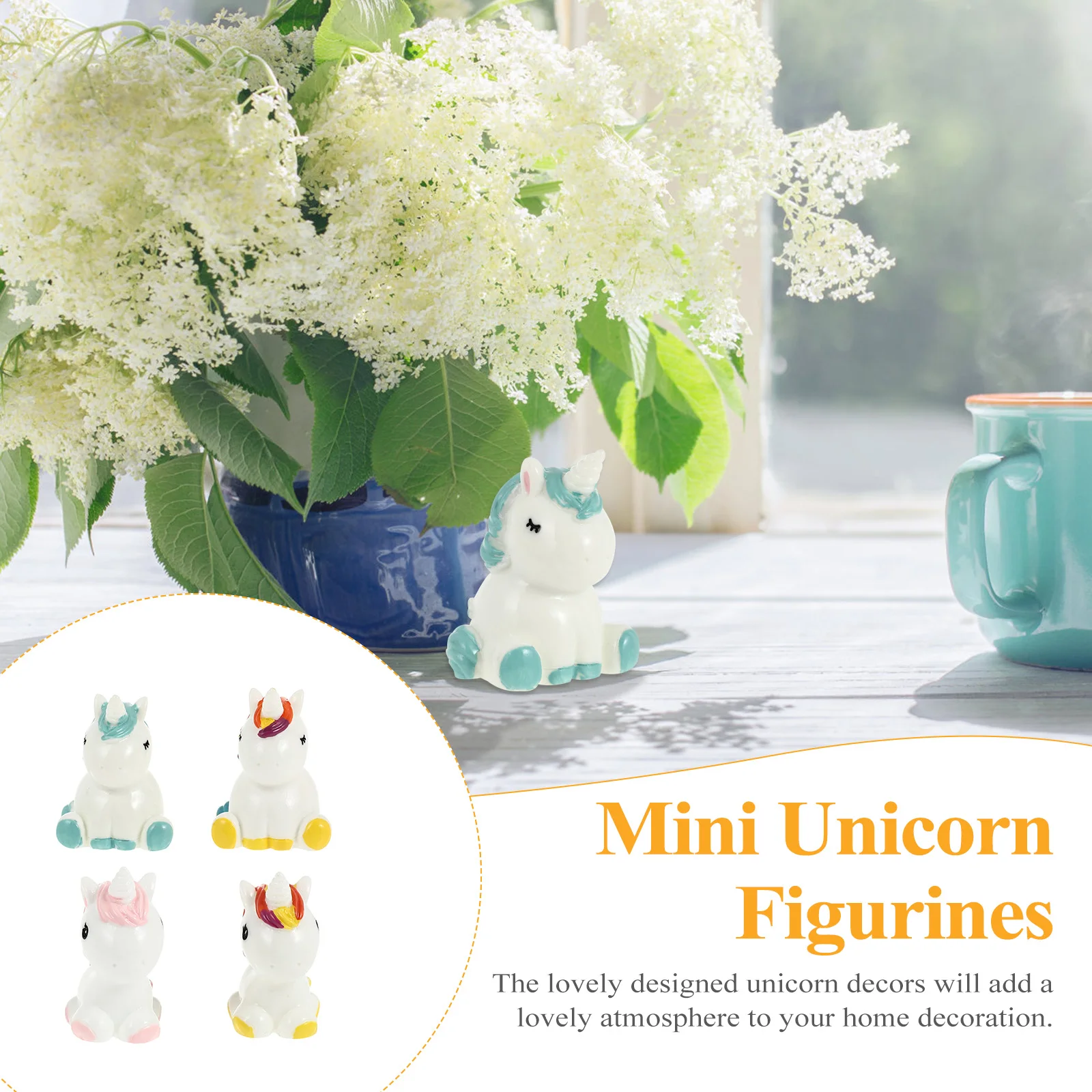 

4pcs Mini Unicorn Statue Colorful Resin Crafts for Tabletop Succulents Micro L Garden Decor Durable Home Adornment
