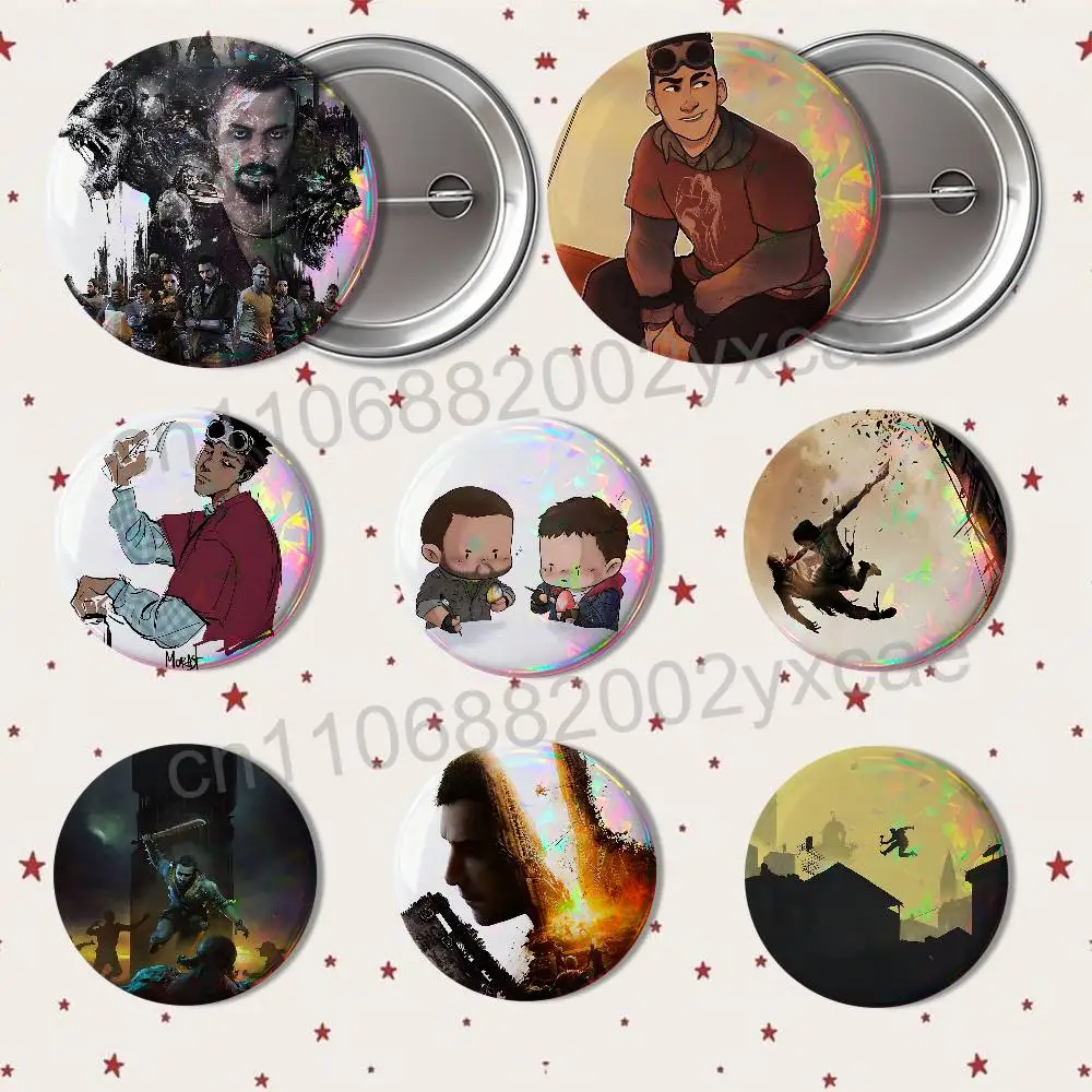 

Stay Human game Dying Light Laser reflective round badges pins bag clothing decorations collectibles gifts for friends