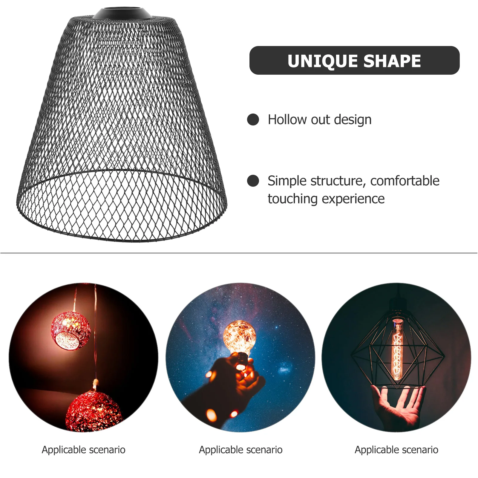 

Modern Metal Lamp Shade Decorative Hanging Light Cover For Chandelier Pendant Replacement Black Wrought Iron Hollow Design