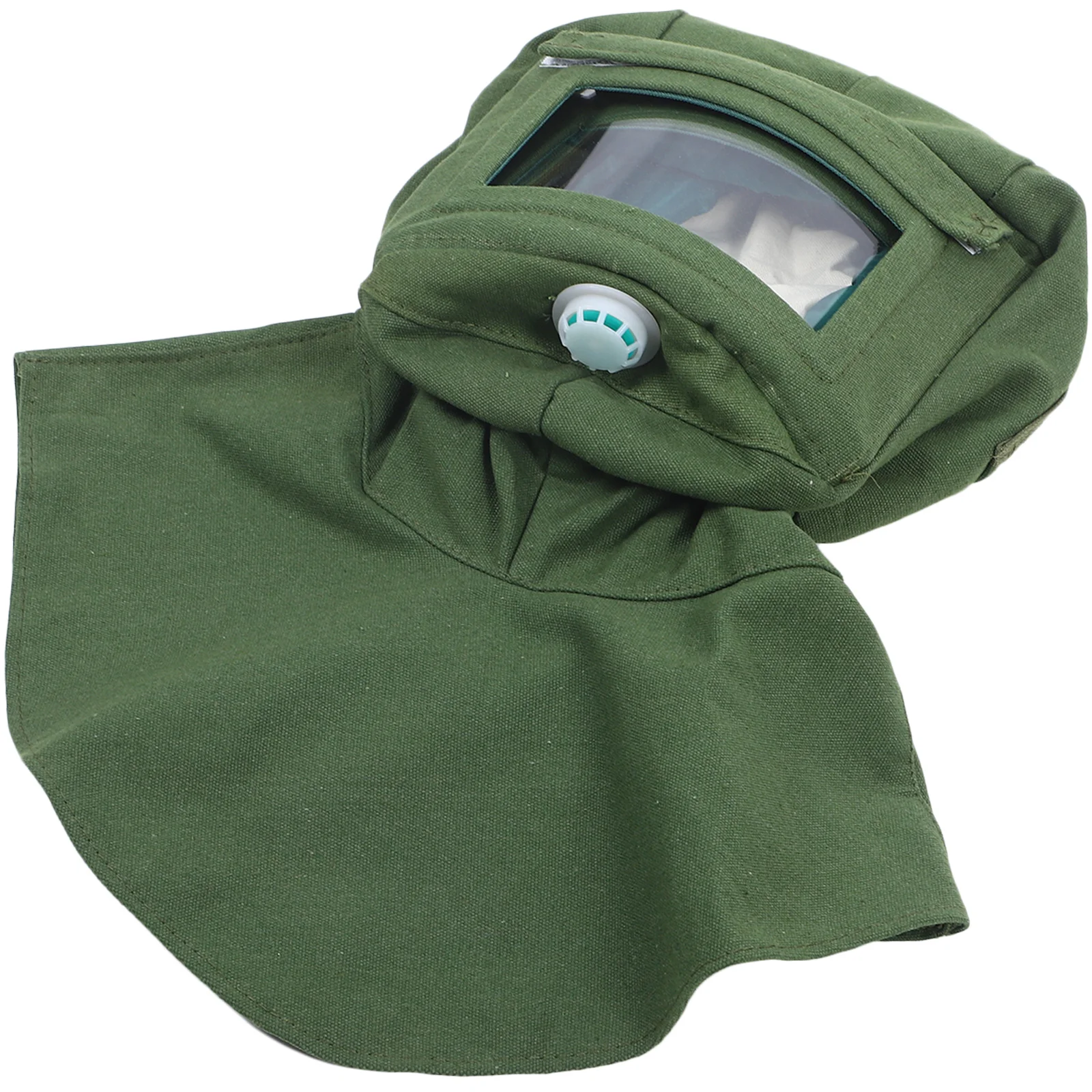 

Protective Sandblasting Shawl Cap with Face Mask Sturdy Canvas Glass Build Comfortable Breathable Design for Sandblasting and