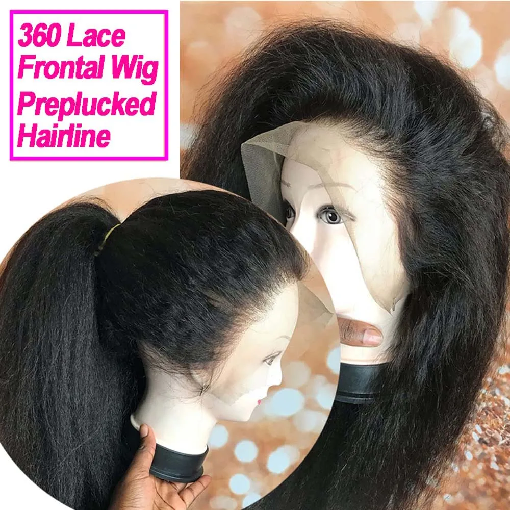 Lijmloze Kinky Rechte 360 Kant Pruik Menselijk Haar Pre Geplukt Maagdelijke 13X4 Lace Front Human Hair Pruiken 13X6 Lace Frontale Pruik Taiill