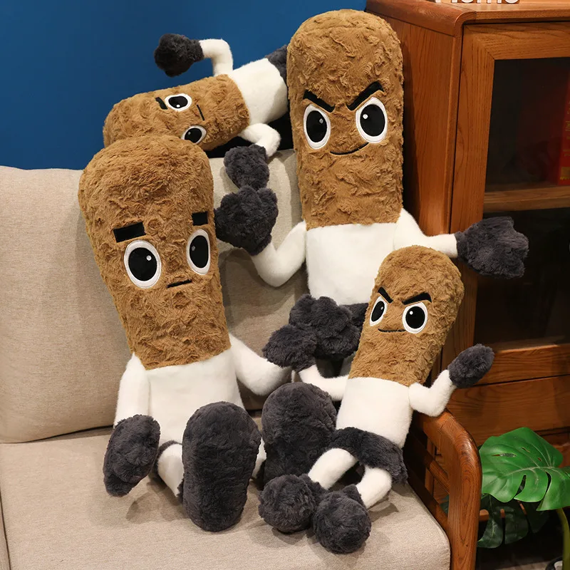 Funny Cigarette Shape Plush Doll Cute Dazed Expression Pillow Soft Stuffed Toy Home Bedroom Sofa Back Cushion Plush Gift for Men