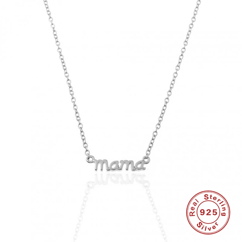 Boako 925 Sterling Silver Letter mama Pendant Necklace For Women Ladies  Personality Clavicle Chain Jewelry Mother's Day Gift