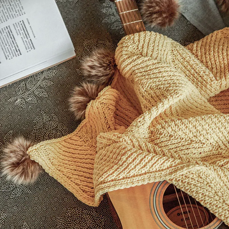 Pure Color Soft Fluffy Warm Breathable Blanket Ball Super Soft Home Furnishings Soft Accessories Office Nap Blanket