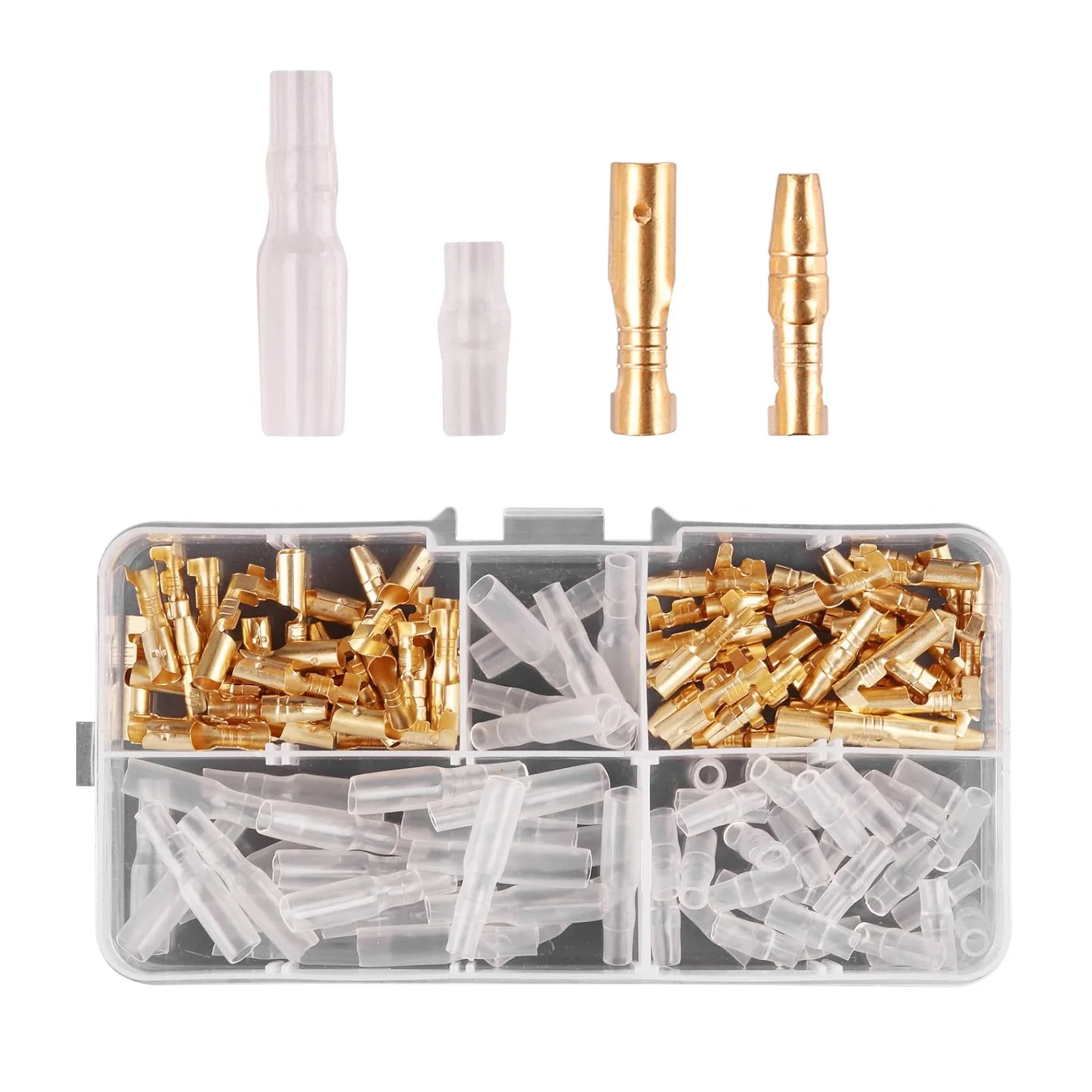 120Pcs 4mm Brass Male Female Wire Terminals Connector Set With Insulated Sheath For Motorcycle Car Boat Electrical Wiring