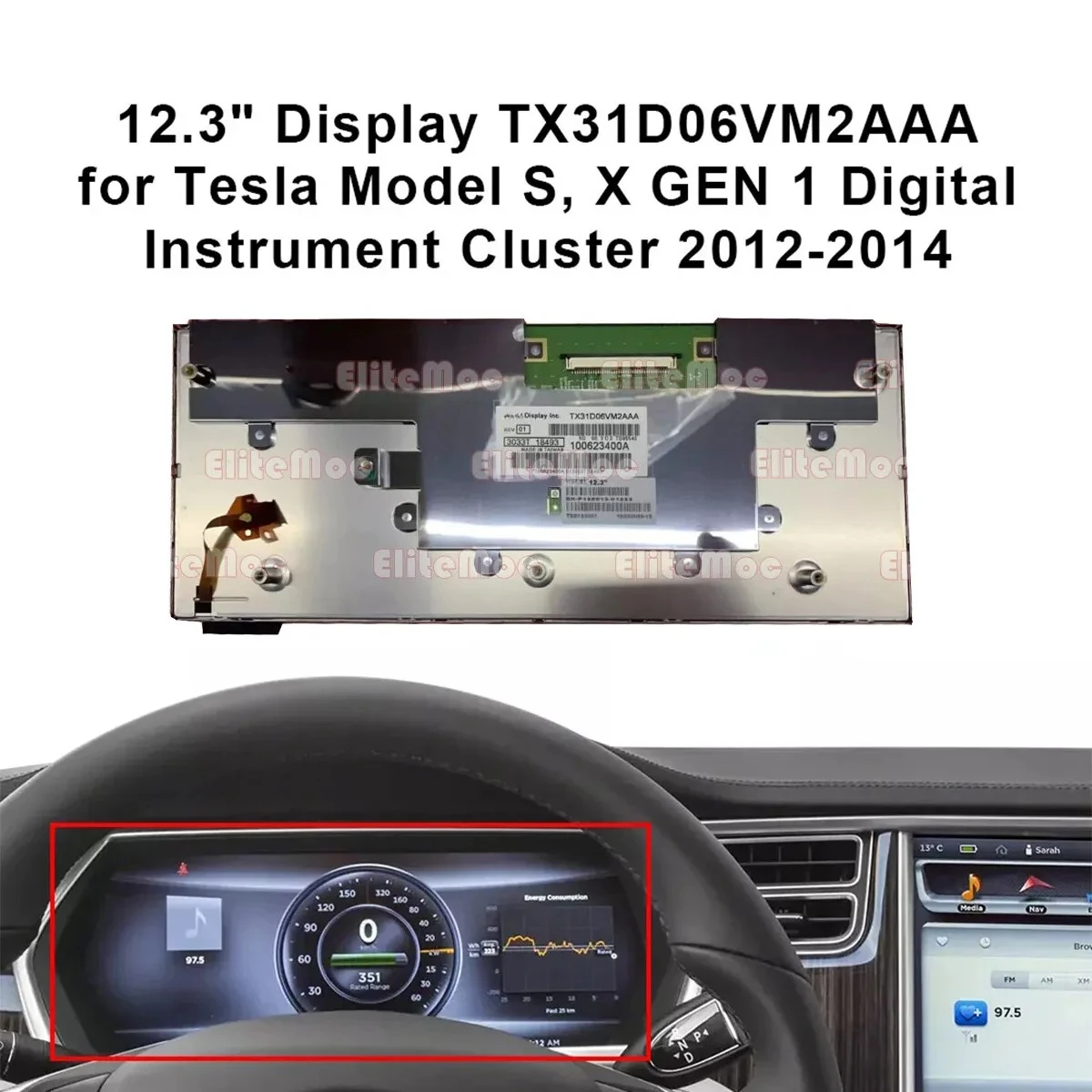 

TX31D06VM2AAA 12.3" Display for Tesla Model S X GEN 1 Digital Instrument Cluster