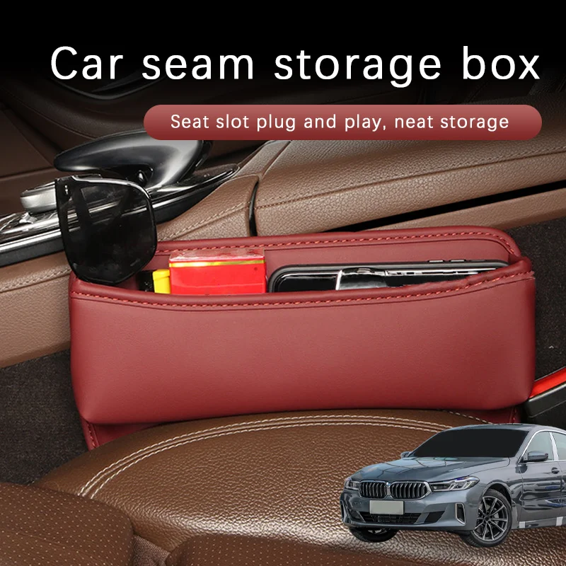 

Car Seat Gap Storage Box Driver Front Auto Seat Gap Filler Organizer Wallet Keys Card Storage Box For BMW 6 series