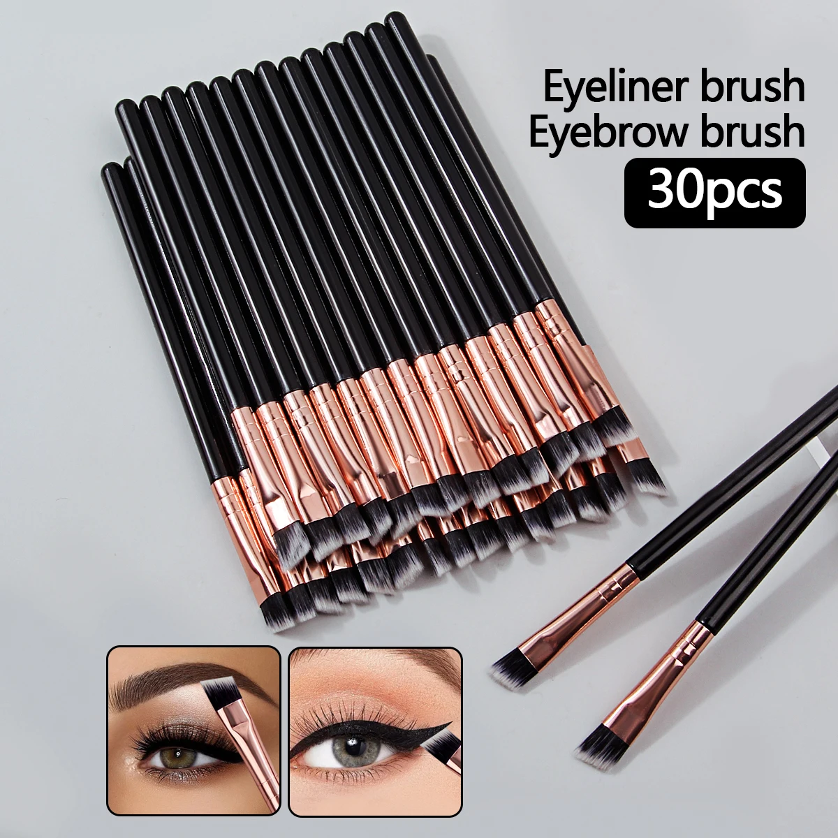 6/10/20/30PCS Ultra-Thin and Ultra-Fine Eyeliner Brush, Angled Eyebrow Brush, Eyelid Detail Brush, Portable Eye Makeup Tool