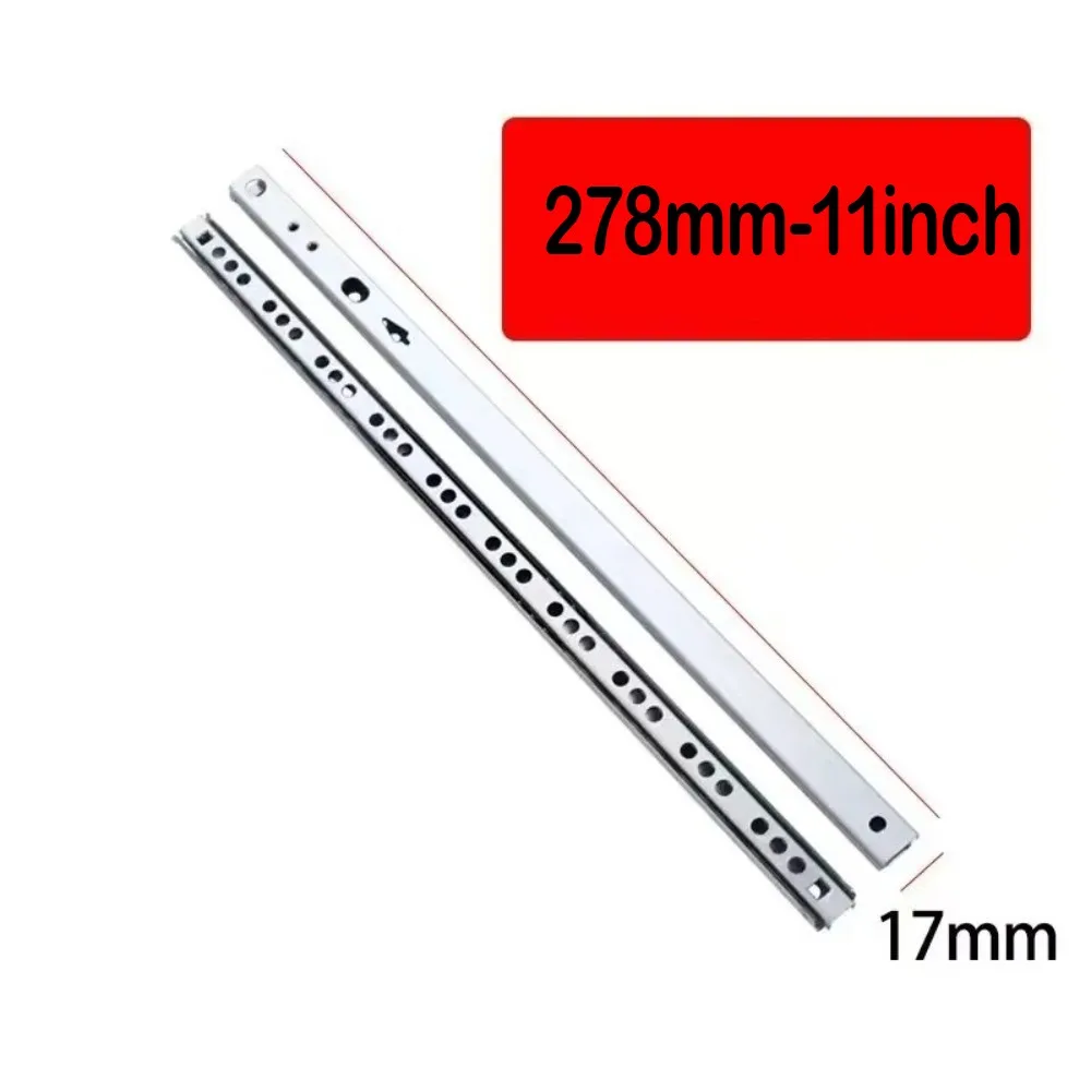 

2PCS Smooth Glide Bearing Drawer Slides 17mm Wide Hardware Accessories Drawer Rail Two Way Slide Full Extension Drawer Glides