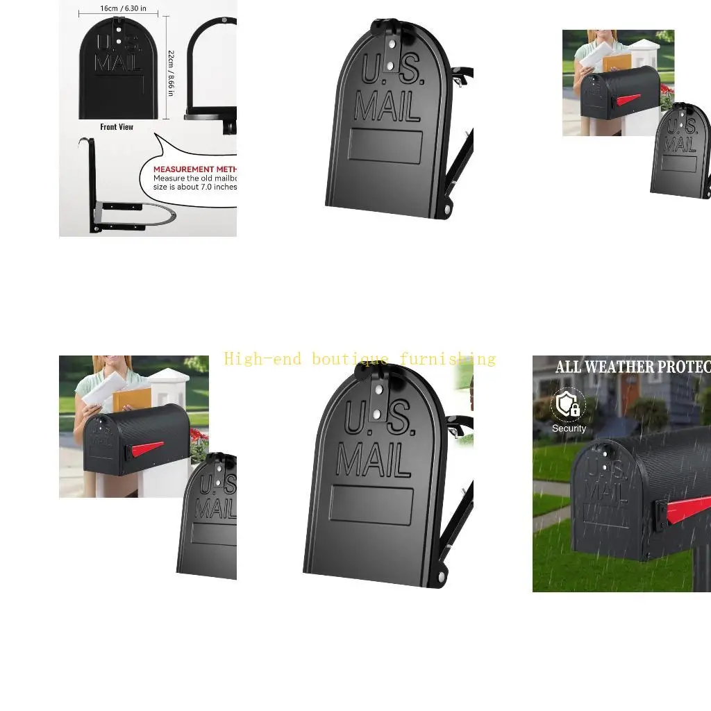 L9NB Closure Replacement Door for Residential Mailbox Repair, Black Metal Mailbox Door Part for Routine Daily Mail Access Needs