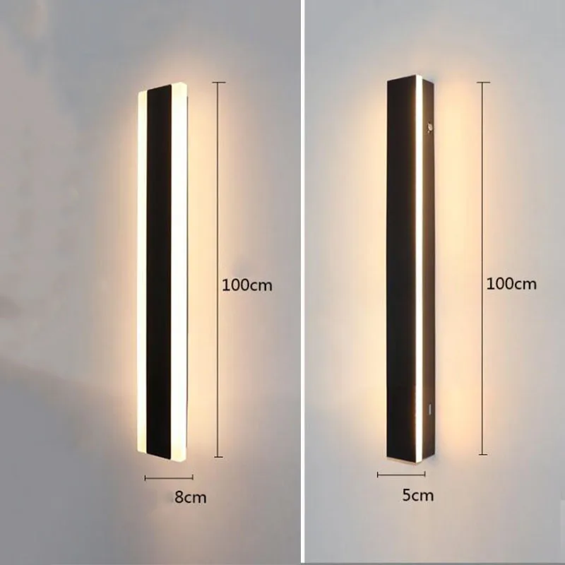 

Светодиодный длинный настенный светильник IP65, уличный водонепроницаемый садовый забор, светильник для крыльца, простой внутренний настенный светильник для домашнего декора, спальни, коридора