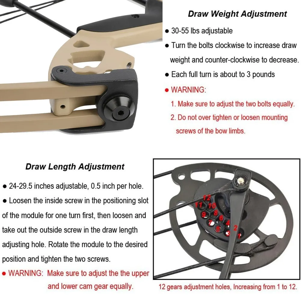 30-55lbs مجمع القوس قابل للتعديل السهام عدة 310fps 70% Let-off الرماية الصيد الصيد الكبار الهدف اطلاق النار اليد اليمنى في الهواء الطلق
