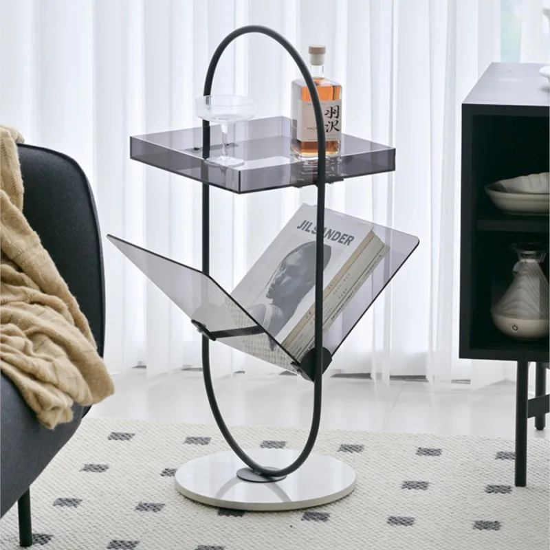 

MOMO Acrylic Sofa Side Table Storage Magazine Shelf Small Household Mini Simple Coffee Table Household Light Luxury