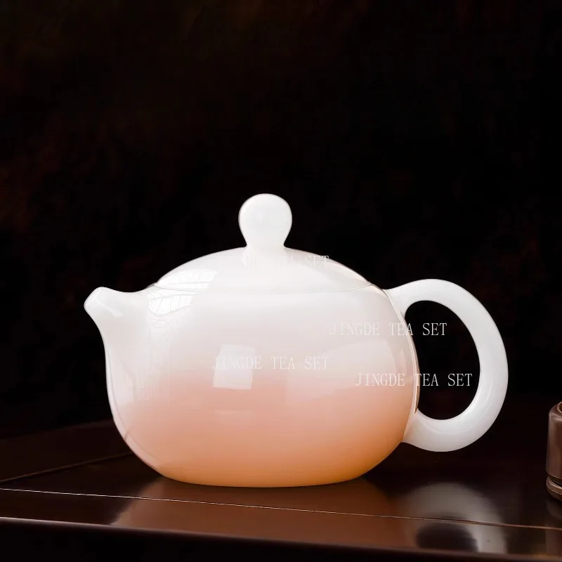 White Porcelain Xishi Teapot Chinese Style High-end Kungfu Tea Set Teapot Household Hospitality Teapot Thin Porcelain Pot