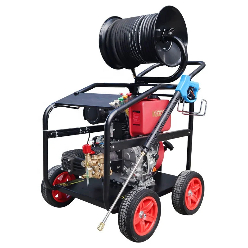 40LPM 150Bar gasoline engine high pressure cleaner 15 horsepower 2180PSI sewer cleaning machine sewage water pipe cleaning mach