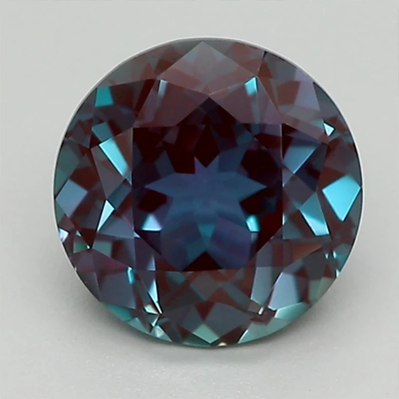 مختبر نمت الكسندريت حجر اكسيد الالمونيوم الاصطناعي قطع مستديرة تغيير من الأخضر إلى الأرجواني جودة عالية تحديد شهادة AGL