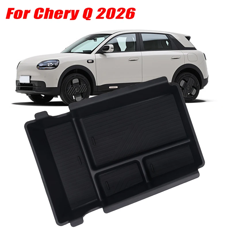 For Chery Q 2026 Model Armrest Storage Box ABS Central Organozer Tray Stowing Tidying Car Accessories