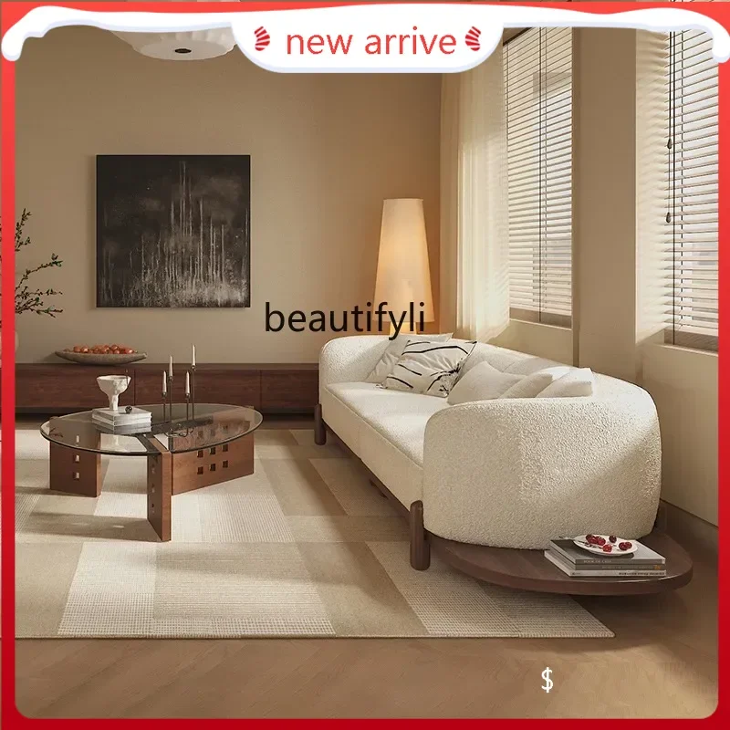 S132 Medieval log wind living room special-shaped corner sofa atmospheric lamb wool fabric sofa modern light luxury designerQ