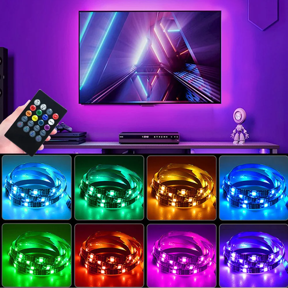 Music Sync RGB LED Strip Lights USB 5V Smart Color Changing LED Strip for TV  Backlight Room Decoration with Remote Control