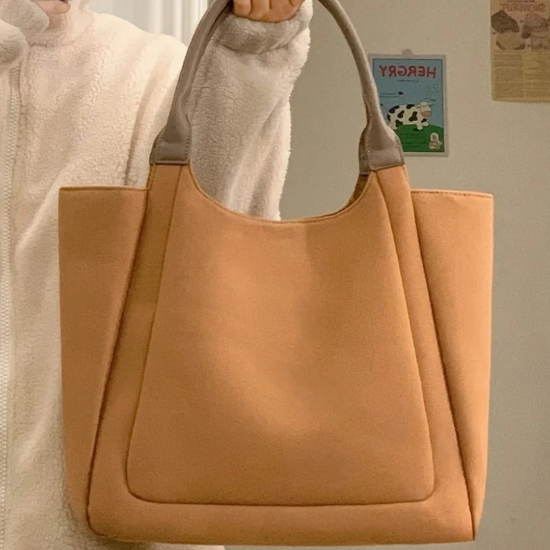 

Корейская однотонная простая большая сумка, женская лоскутная парусиновая сумка большой вместимости, женские универсальные сумки на плечо, подмышки